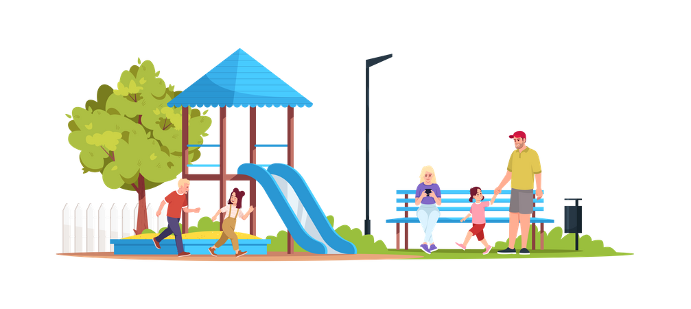 Children playing in playground  Illustration