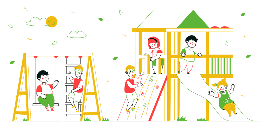 Children playing in playground  Illustration