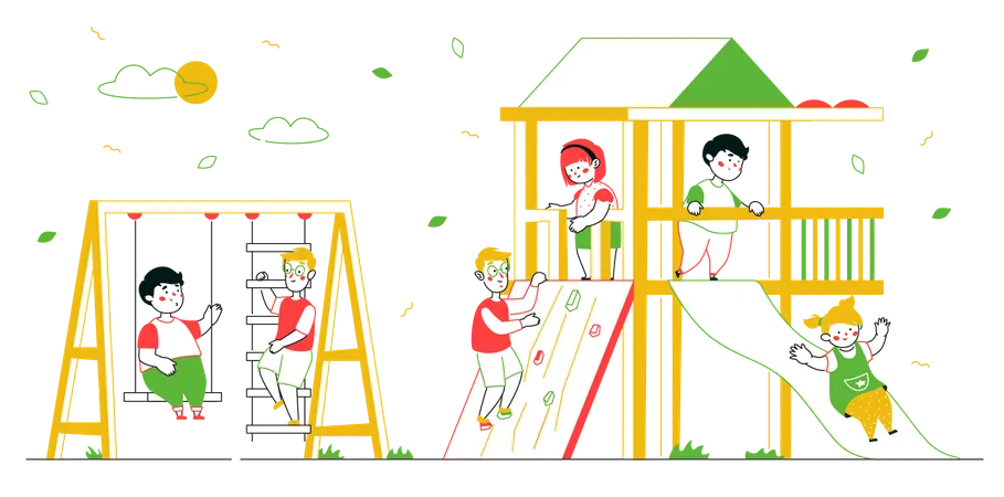 Children playing in playground  Illustration