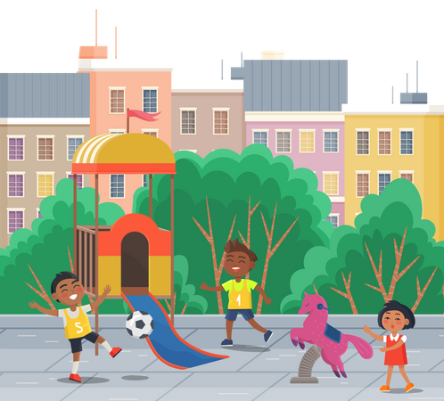 Children playing in playground  Illustration