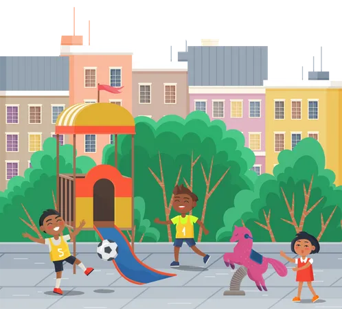 Children playing in playground  Illustration