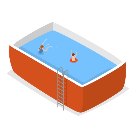 Children playing in swimming pool  Illustration