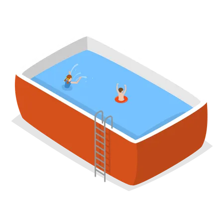 Children playing in swimming pool  Illustration