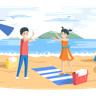 free playing on beach illustrations