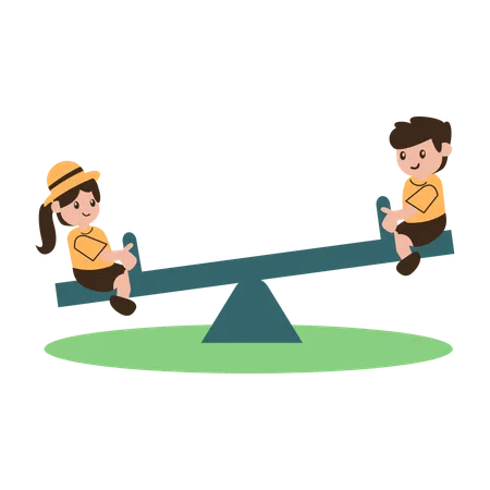 Children playing Seesaw  Illustration