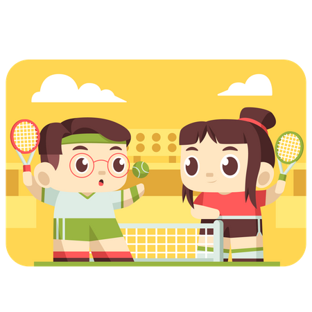 Children playing tennis Illustration
