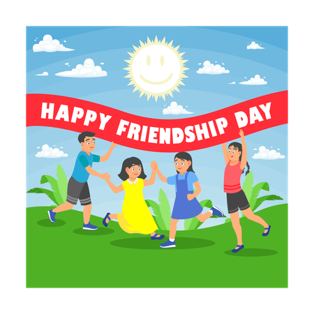 Children playing together on friendship day  Illustration