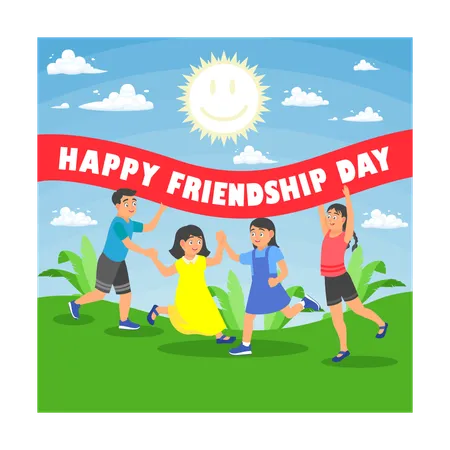 Children playing together on friendship day  Illustration