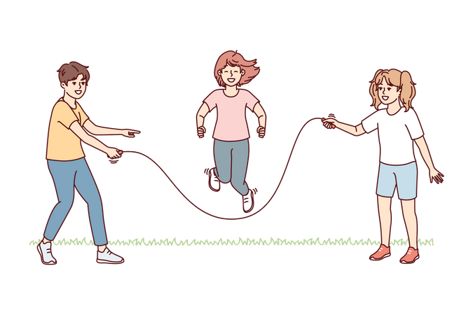 Children playing with jumping rope  Illustration