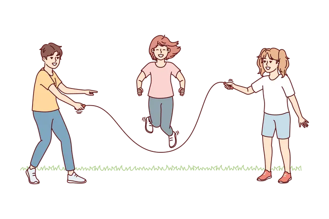 Children playing with jumping rope  Illustration