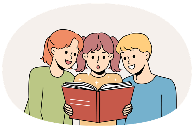 Children read book  Illustration