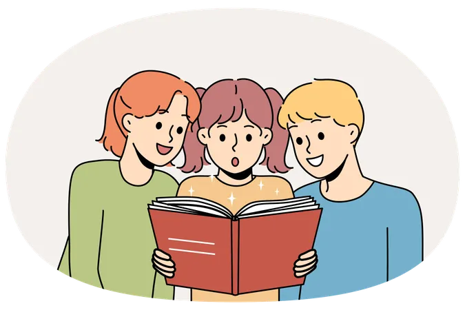 Children read book  Illustration