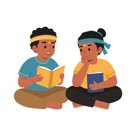 Children Reading Cultural Stories  Illustration