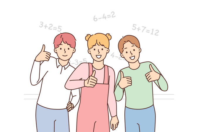 Children showing thumb up Illustration