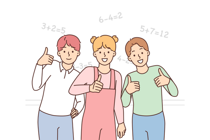 Children showing thumb up  Illustration