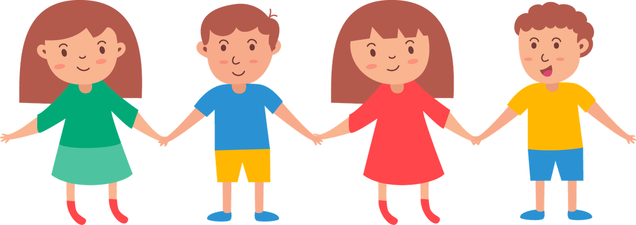 Children standing together  Illustration