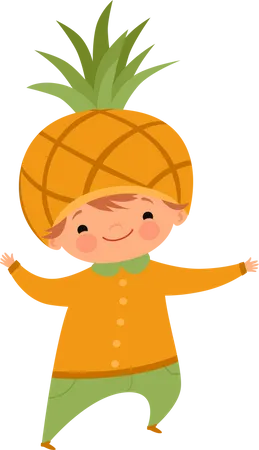 Children wearing fruit costumes Illustration