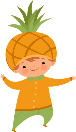 Children wearing fruit costumes  Illustration