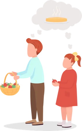 Children with apples for pie  Illustration