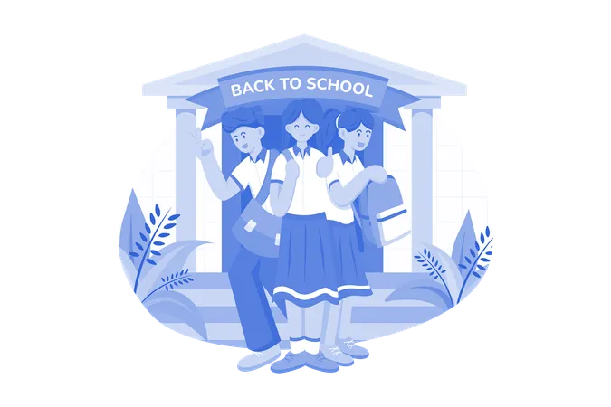 Children with backpacks ready to go back to school  Illustration