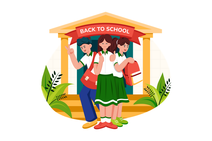 Children with backpacks ready to go back to school Illustration