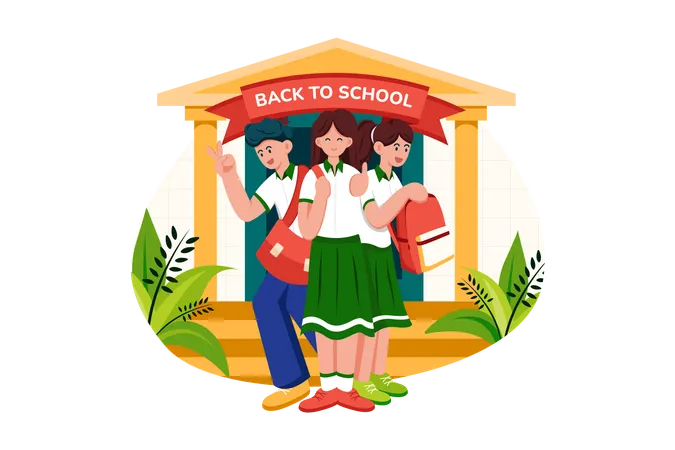 Children with backpacks ready to go back to school Illustration