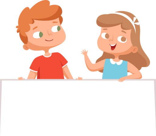 Children with banner  Illustration