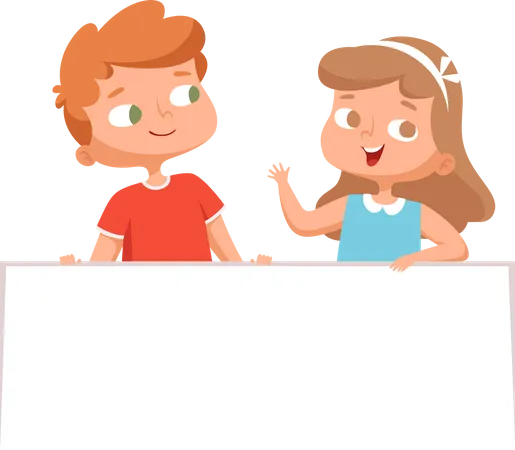 Children with banner  Illustration