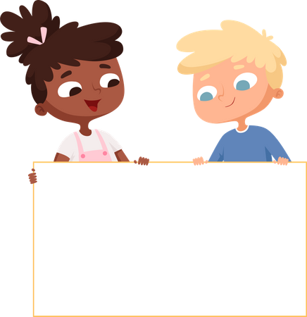 Children with banners  Illustration
