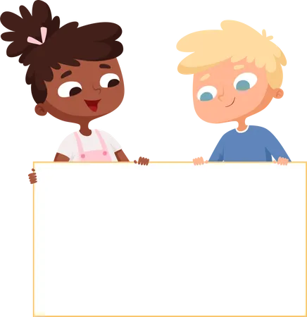 Children with banners  Illustration