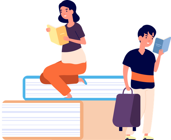 Children with books  Illustration