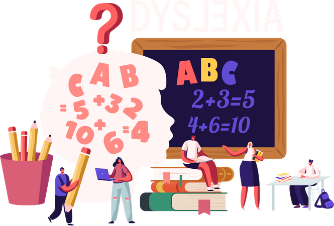 Children with Dyslexia Disorder Study in Special School Illustration
