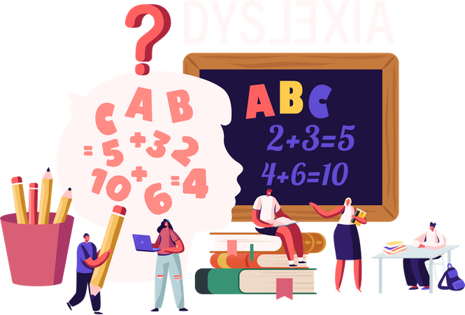 Children with Dyslexia Disorder Study in Special School  Illustration