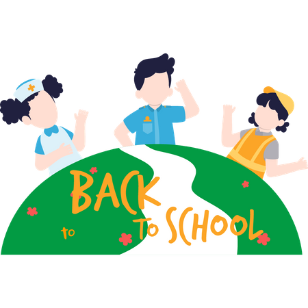 Children's are happy for going back to school  Illustration