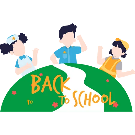 Children's are happy for going back to school  Illustration