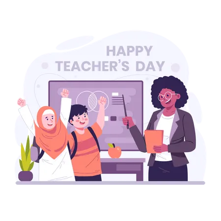 Happy Teachers Day Flat Character Illustration Illustration