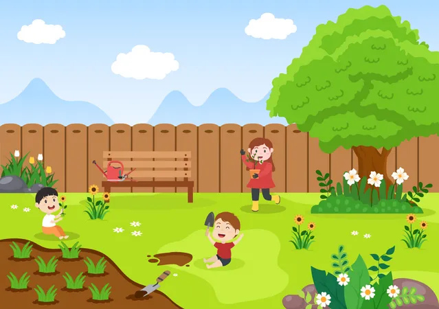 Children's farming Illustration