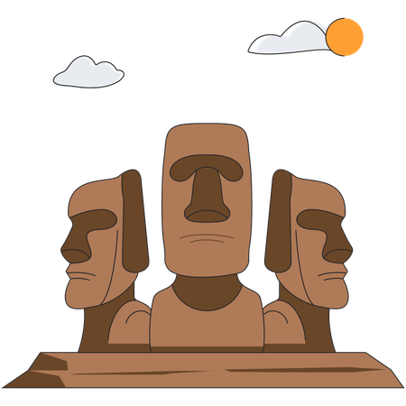 Chile - Easter Island Moai  Illustration