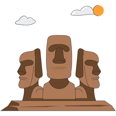 Chile - Easter Island Moai  Illustration
