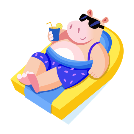 Chilling hippo character  Illustration