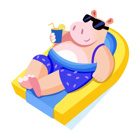 Chilling hippo character  Illustration