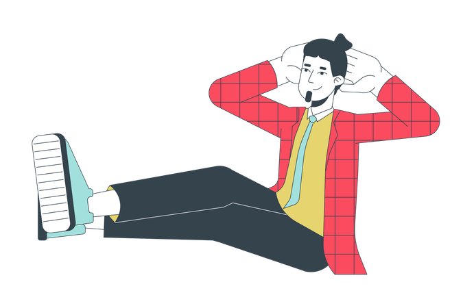 Chilling relaxing caucasian office guy  Illustration