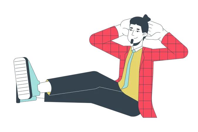 Chilling relaxing caucasian office guy  Illustration