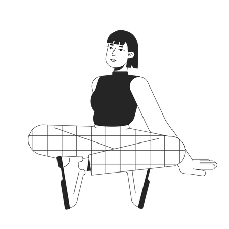 Chilling relaxing young woman wearing plaid trousers  Illustration