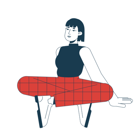 Chilling relaxing young woman wearing plaid trousers  Illustration