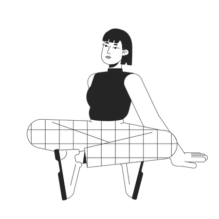 Chilling relaxing young woman wearing plaid trousers  Illustration