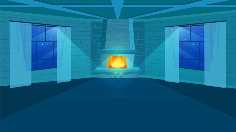 Chimenea en la habitación  Ilustración