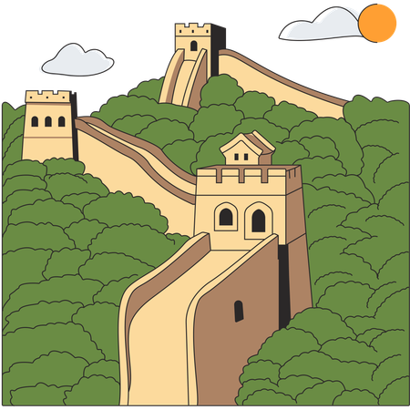 中国 - 万里の長城  イラスト