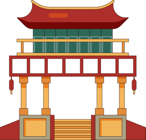 China traditional building  イラスト