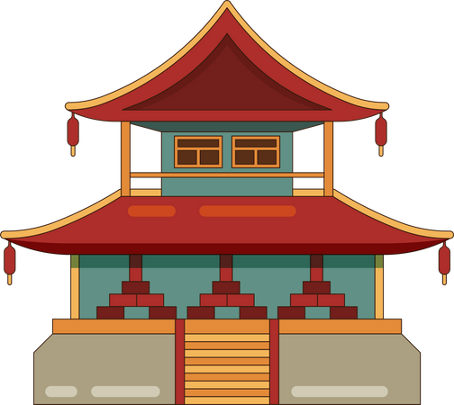China traditional building  イラスト